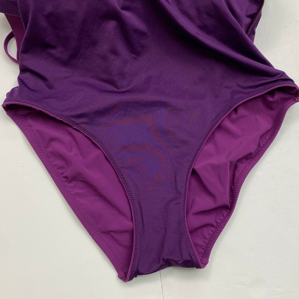 Natori, Purple Plunge Underwire One Piece Swimsuit Tie Back Size 10 C/D - Picture 6 of 11